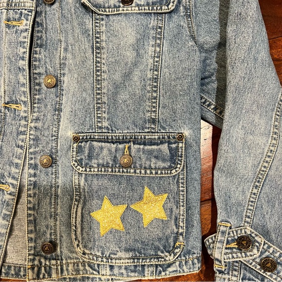 NWT Trucker ❤️ Sequin Heart Handmade One of a Kind Jean Jacket Petite - Picture 9 of 13
